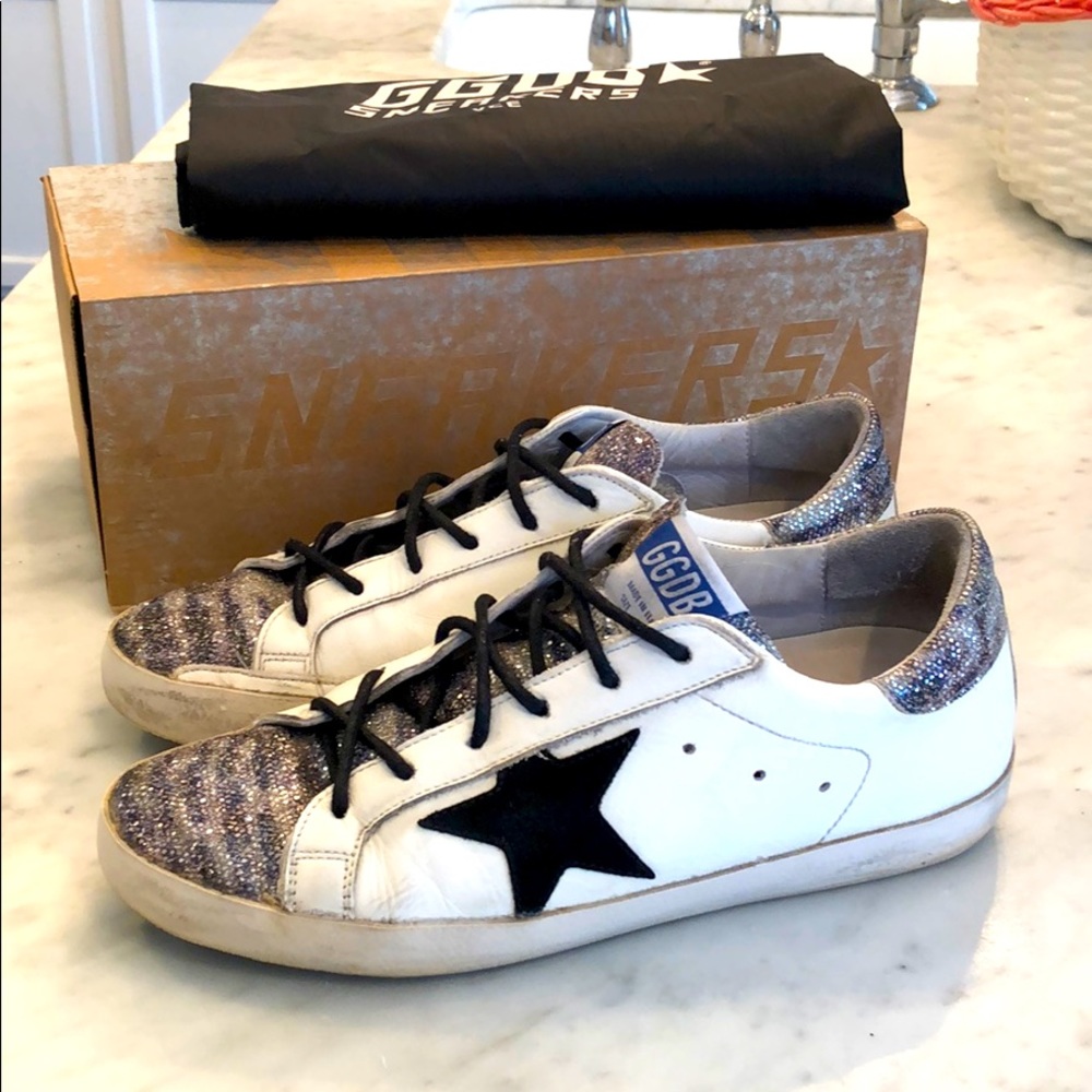 Golden Goose Sneakers Glitter Zebra black star 38